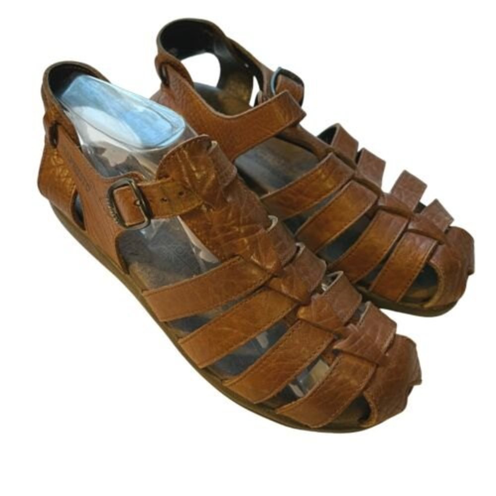 Womens Mephisto Trampolins Brown Leather Fisherman Sandals Sz 35/4.5
